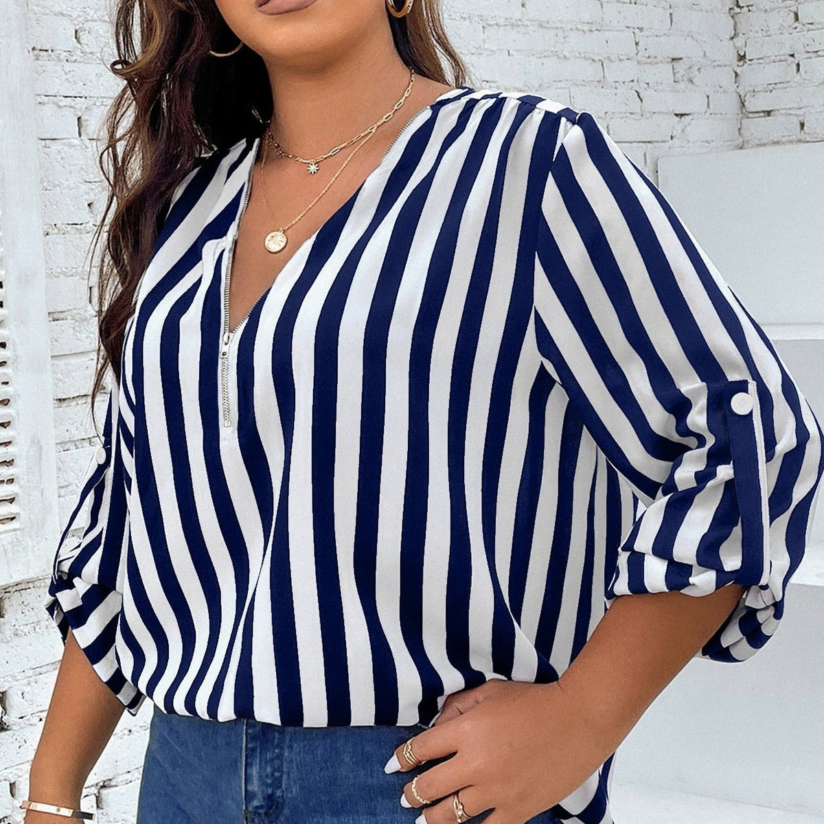 Blusa Listrada Brooky Plus Size