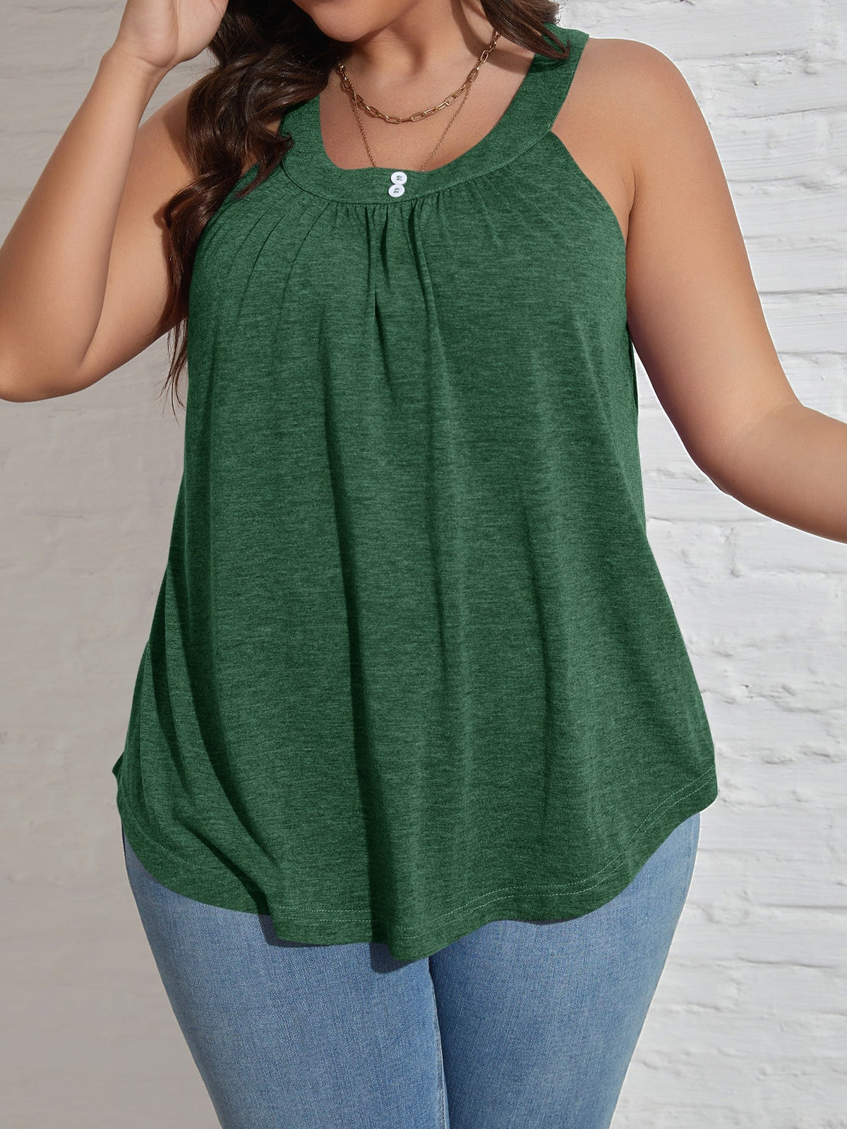 Blusa sem Manga Solta con detalhe de Botões Plus Size